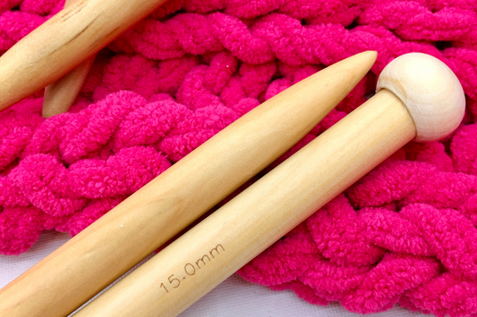 Best knitting needles blog featuring 15mm wooden knitting needles