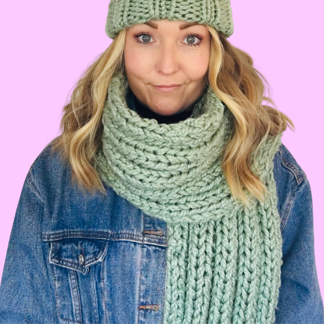 super chunky ribbed scarf knit kit