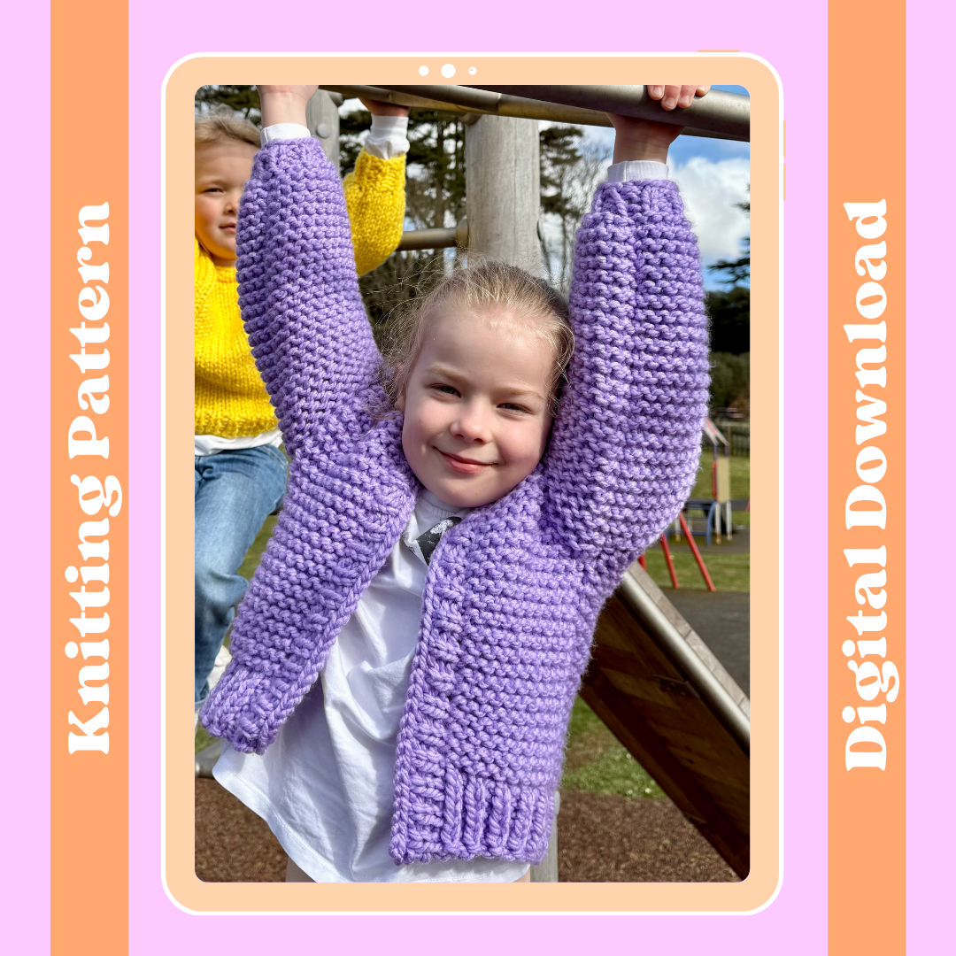 Mini chunky cardigan knitting pattern | Childs cardi knit pattern | easy cardigan pattern | kids cardigan knitting pattern
