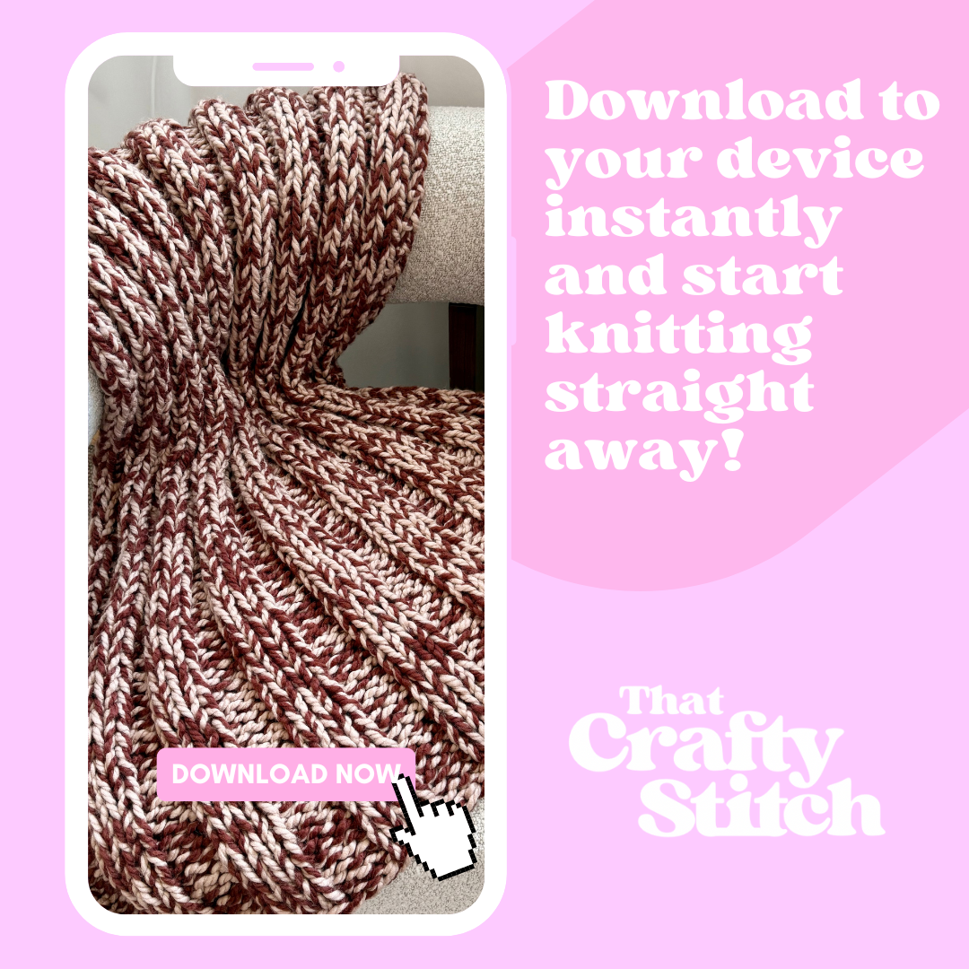 two tone chunky blanket knitting pattern | digital knitting pattern | beginner friendly