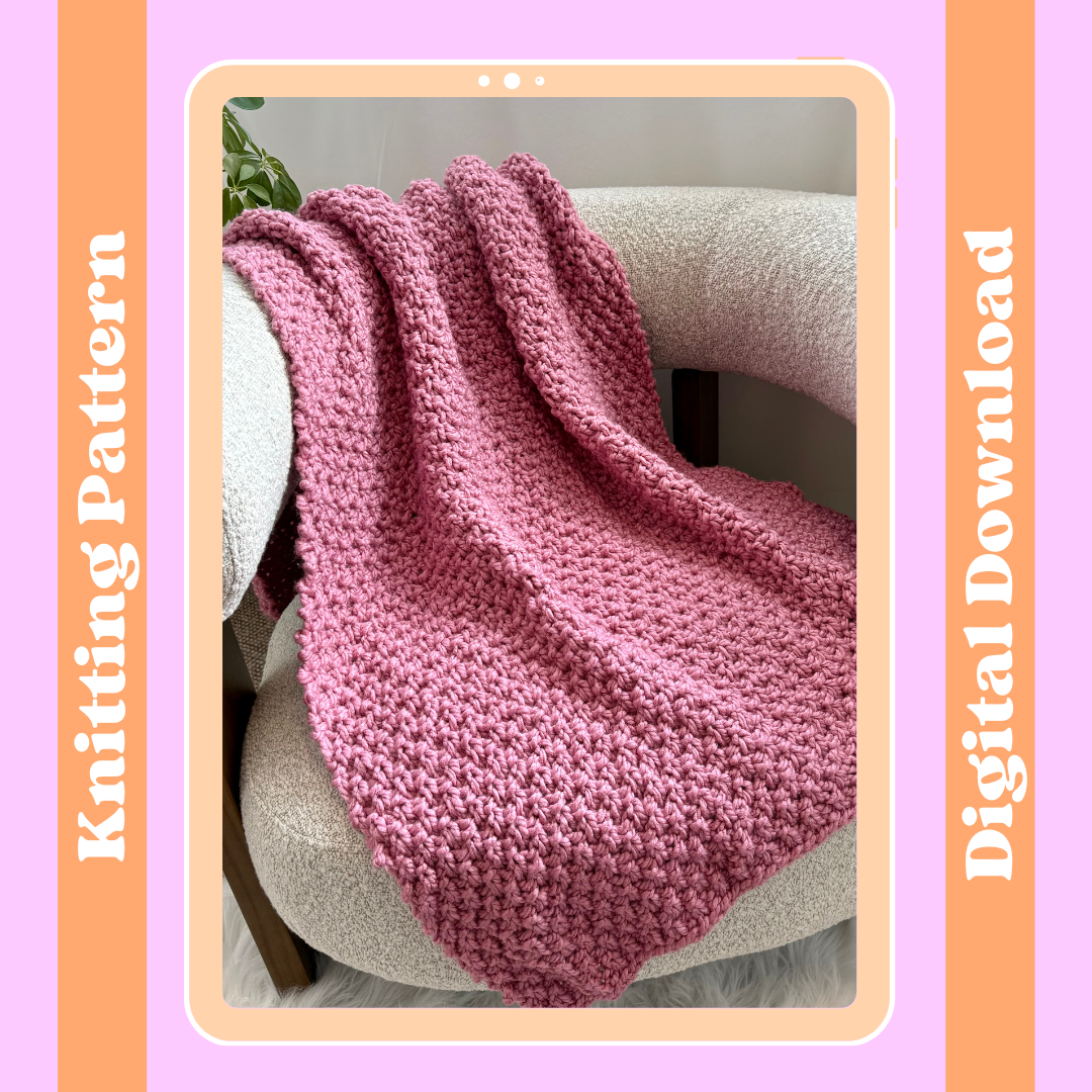 Irish Moss Stitch Blanket Knitting Pattern | Digital Knitting Pattern | Beginner friendly knit blanket