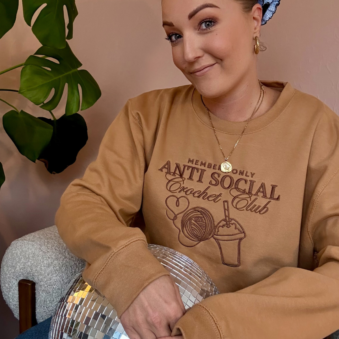 Embroidered sweatshirt - Anti Social Knitting Club or Crochet club - gift for knitter - gift for crocheter