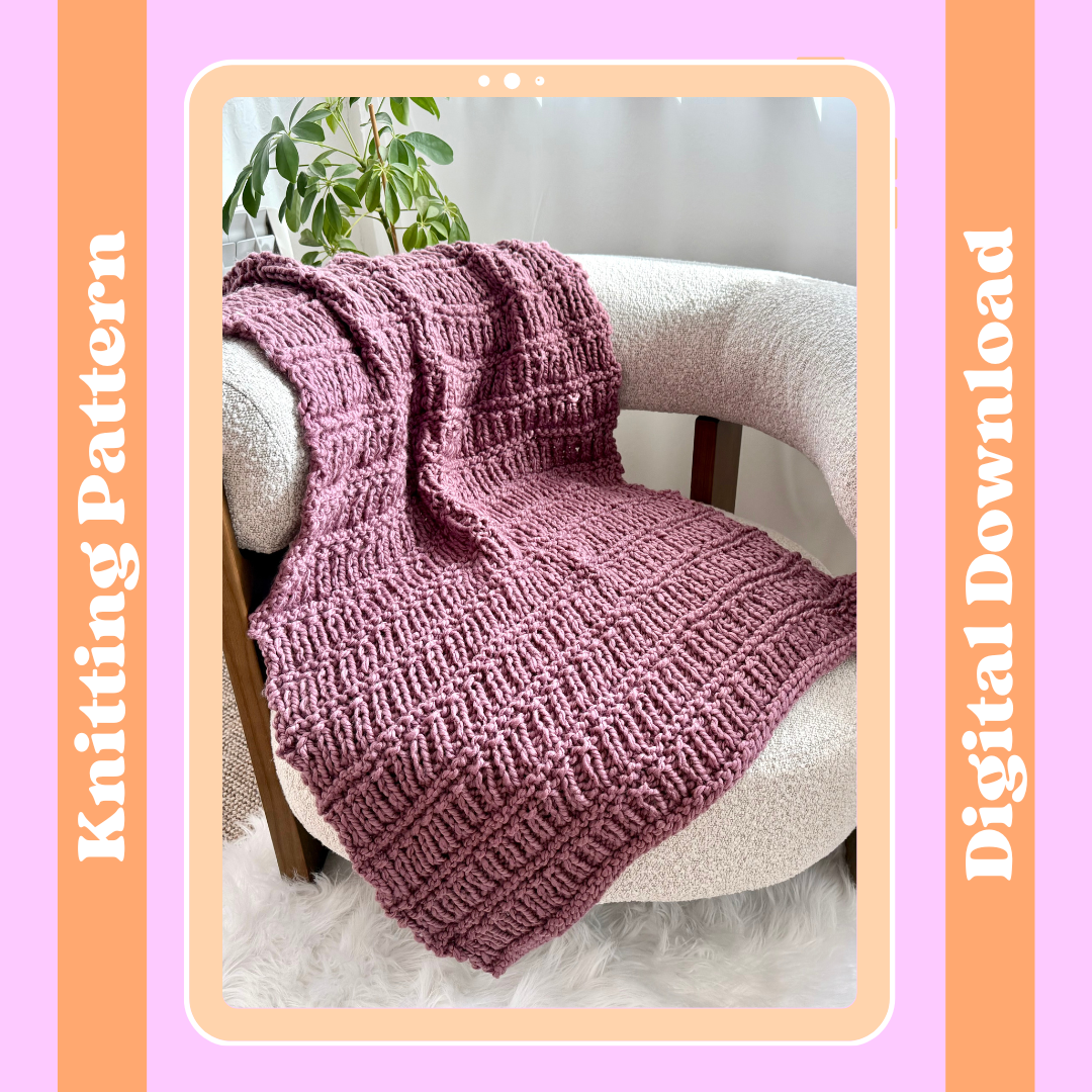 Chunky Hurdle Stitch Blanket Knitting Pattern | Digital Knitting Pattern | Beginner Friendly