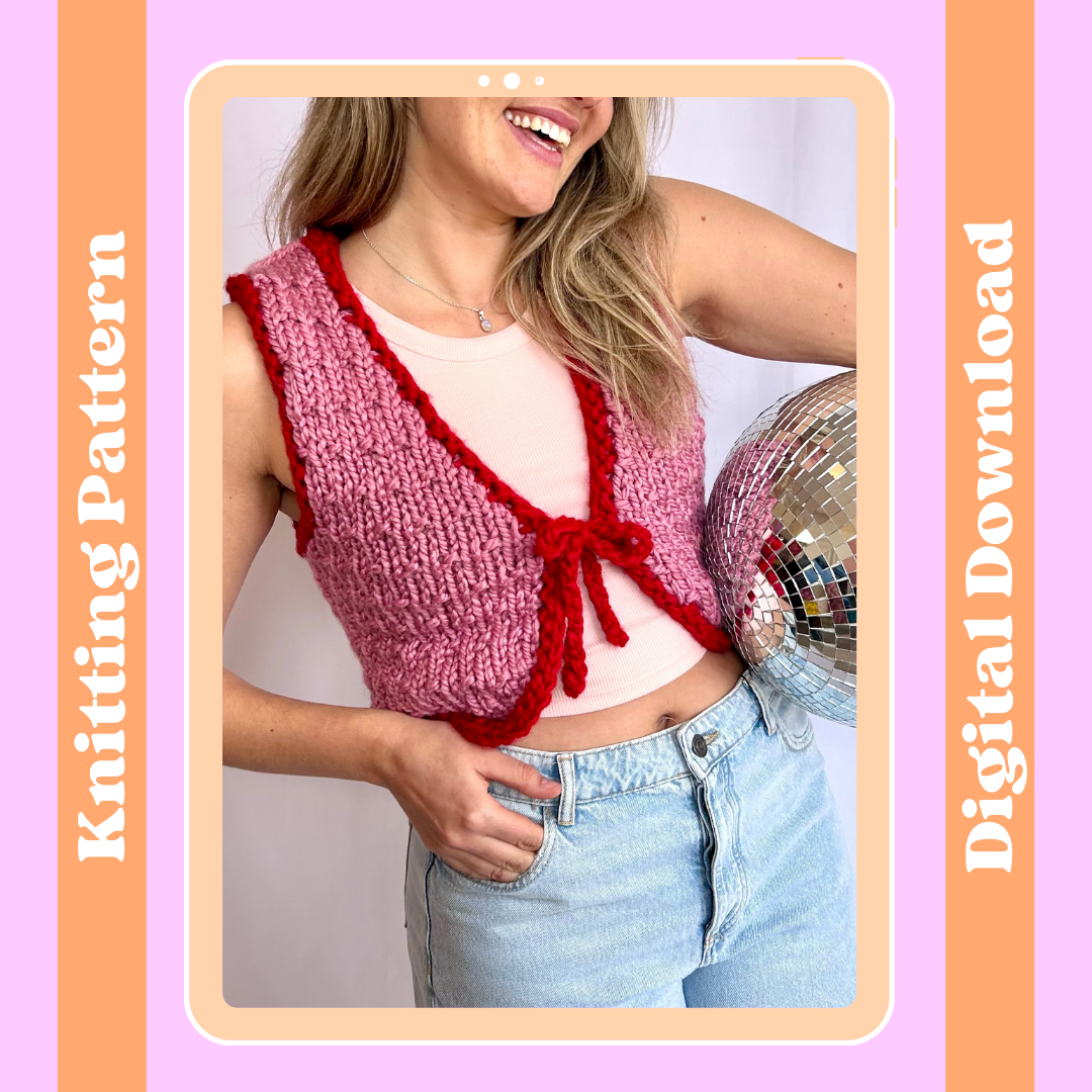 The Georgia Waistcoat - Chunky textured waistcoat digital knitting pattern