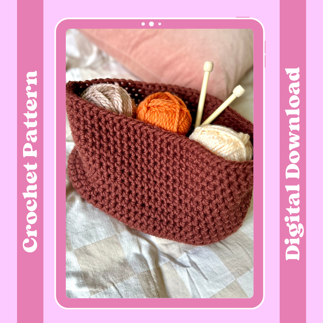 crochet basket bag digital pattern - beginner crochet pattern
