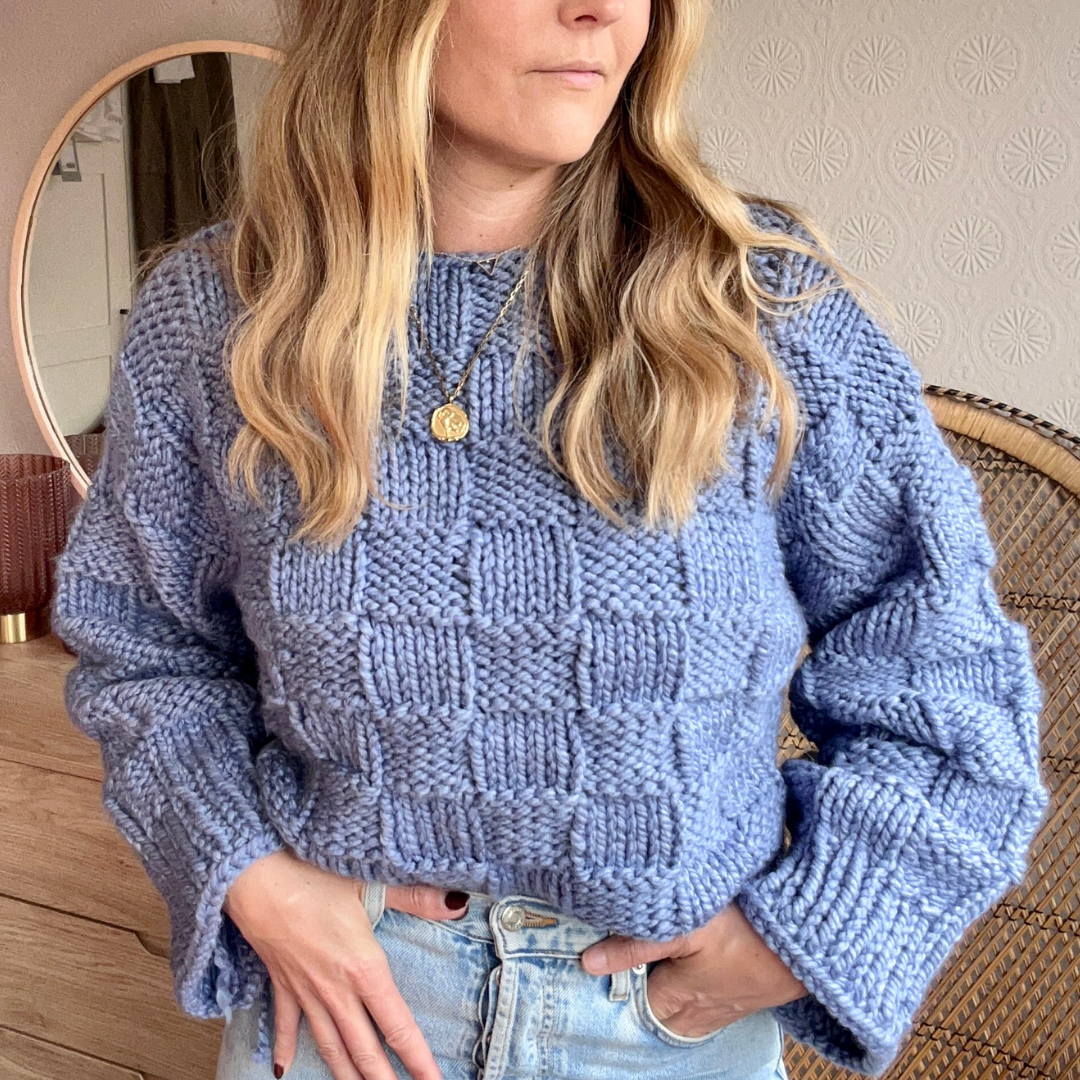 basket stitch jumper knitting pattern