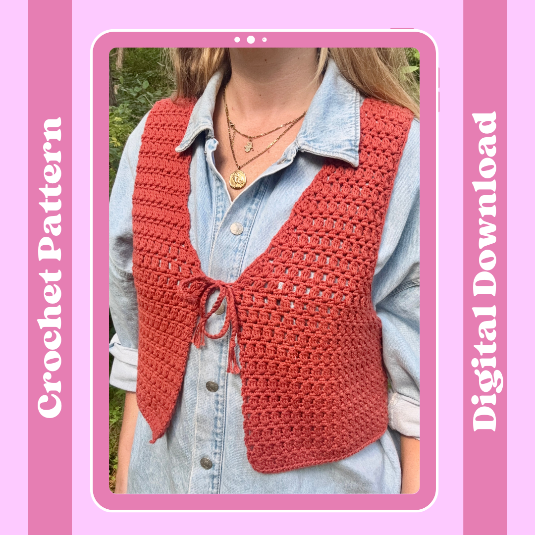 Mabel Tie Front top crochet pattern | digital crochet pattern | intermediate level crochet clothing pattern