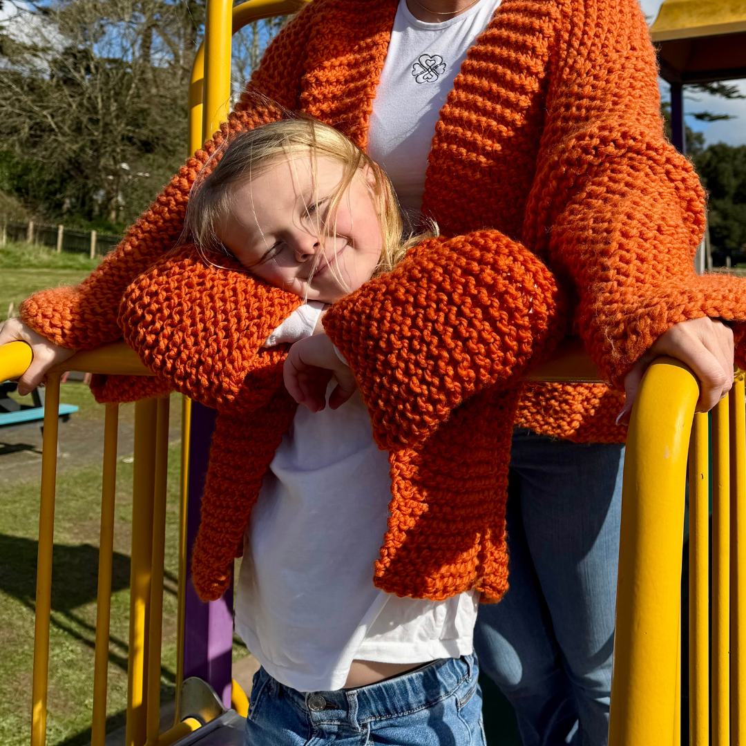 beginner cardigan knitting pattern bundle | mum and mini chunky cardigan knitting pattern
