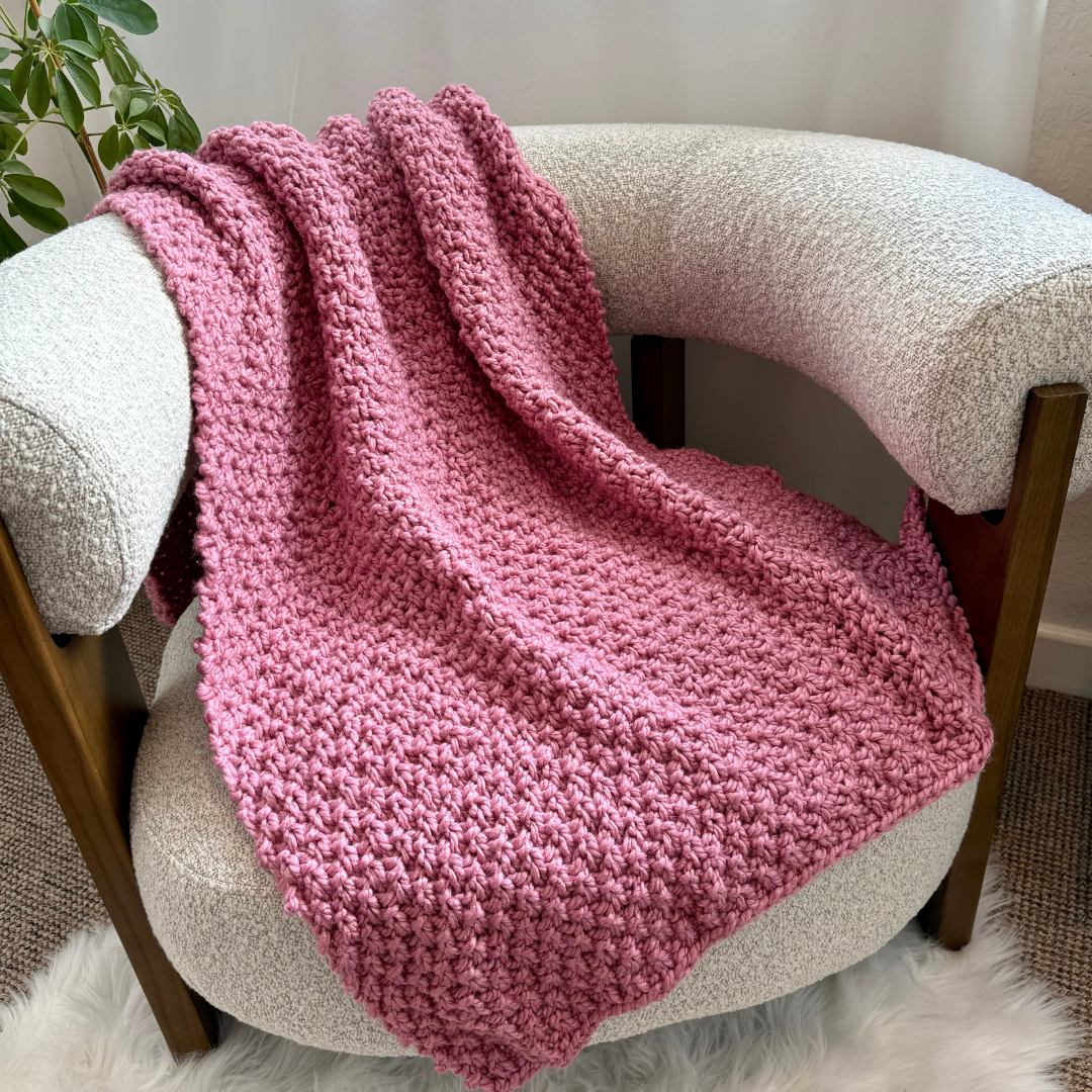 Irish Moss Stitch Blanket Knitting Pattern | Digital Knitting Pattern | Beginner friendly knit blanket