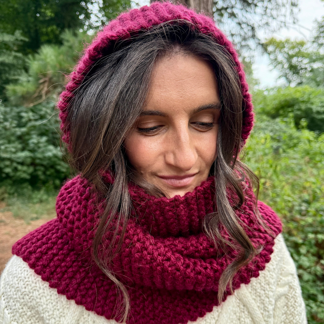 Chunky hooded scarf | beginner friendly hooded scarf