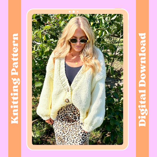 Chloe cardigan knit pattern | chunk v-neck cardigan knitting pattern | beginner friendly