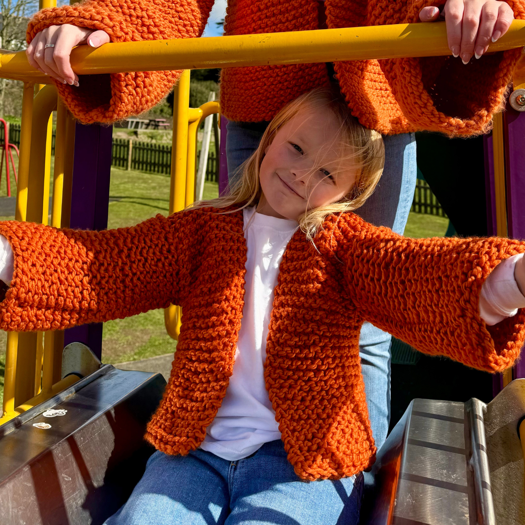 beginner cardigan knitting pattern bundle | mum and mini chunky cardigan knitting pattern