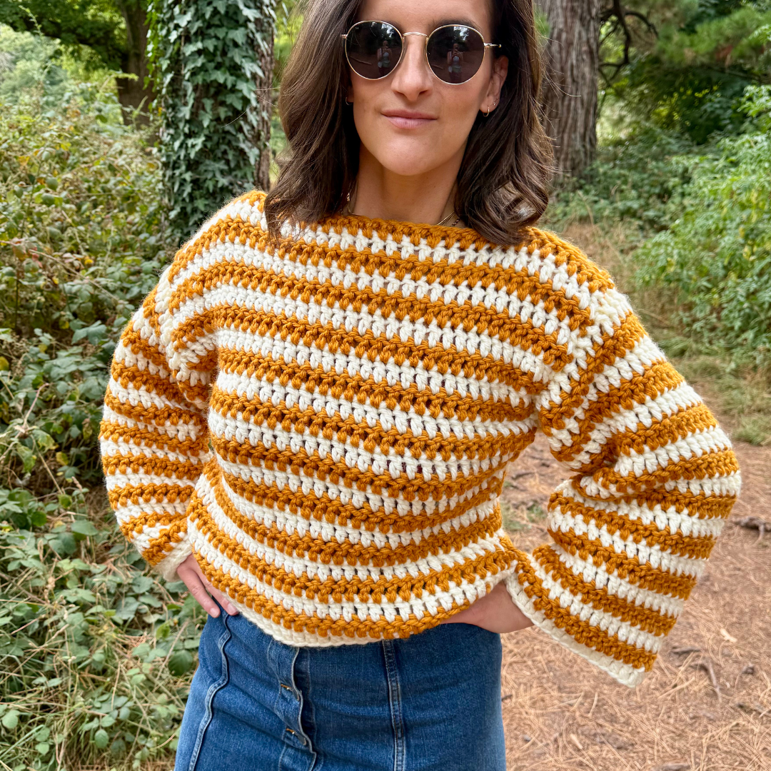 Stripe Laura jumper | beginner friendly crochet jumper | chunky stripe crochet sweater