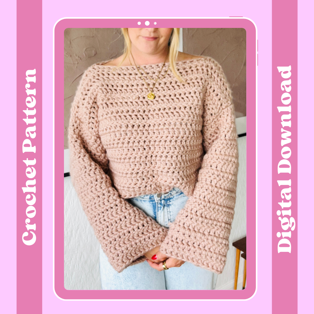 Laura chunky crochet jumper pattern - beginner friendly digital crochet pattern