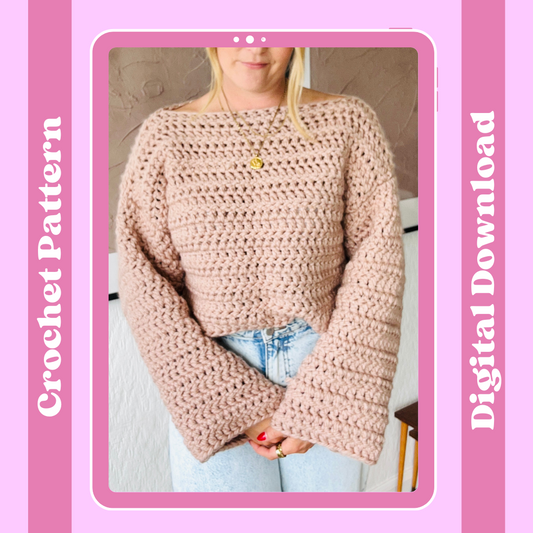 Laura chunky crochet jumper pattern - beginner friendly digital crochet pattern