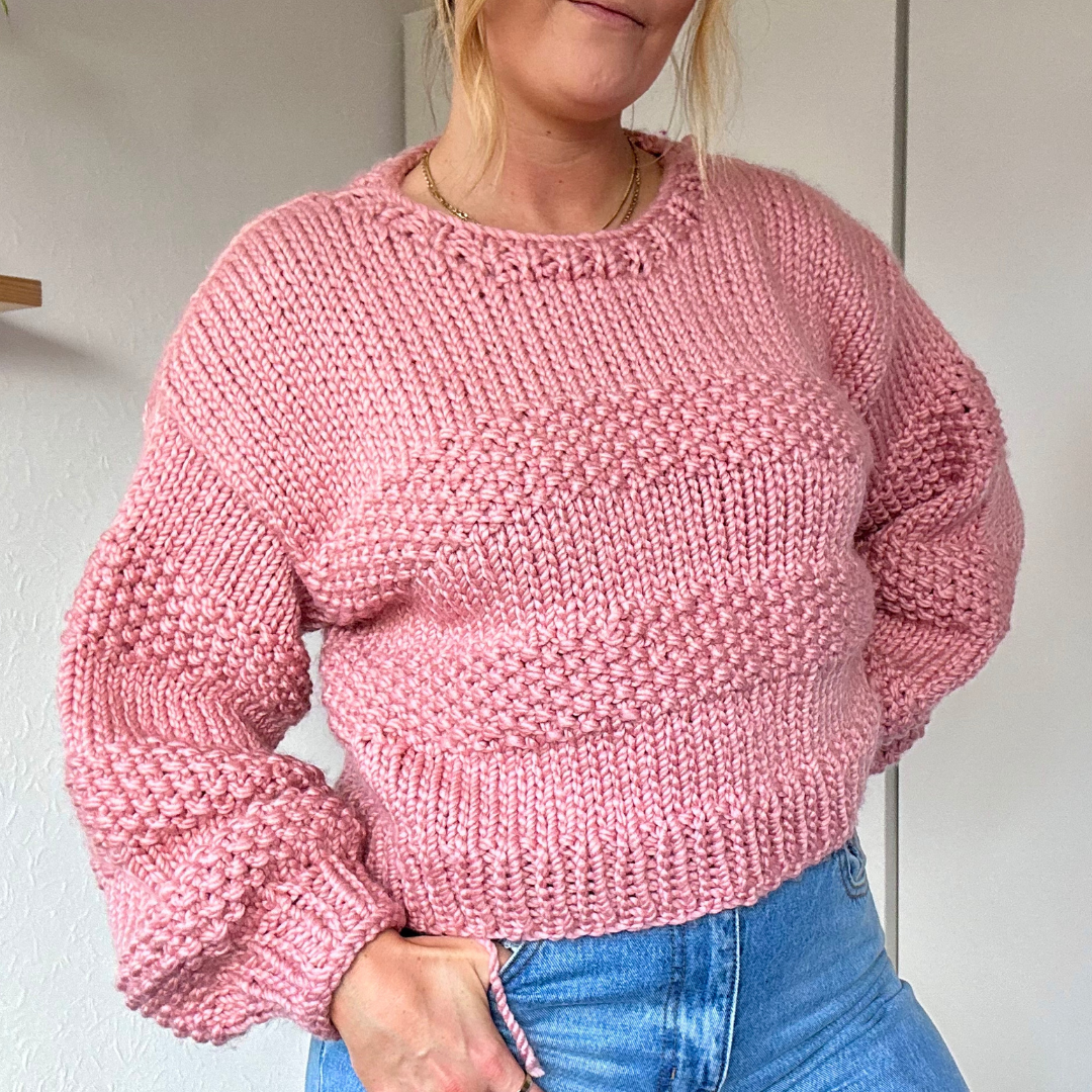 seed stitch chunky jumper knitting kit - confident beginner level