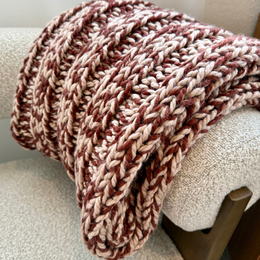 two tone chunky blanket knitting pattern | digital knitting pattern | beginner friendly