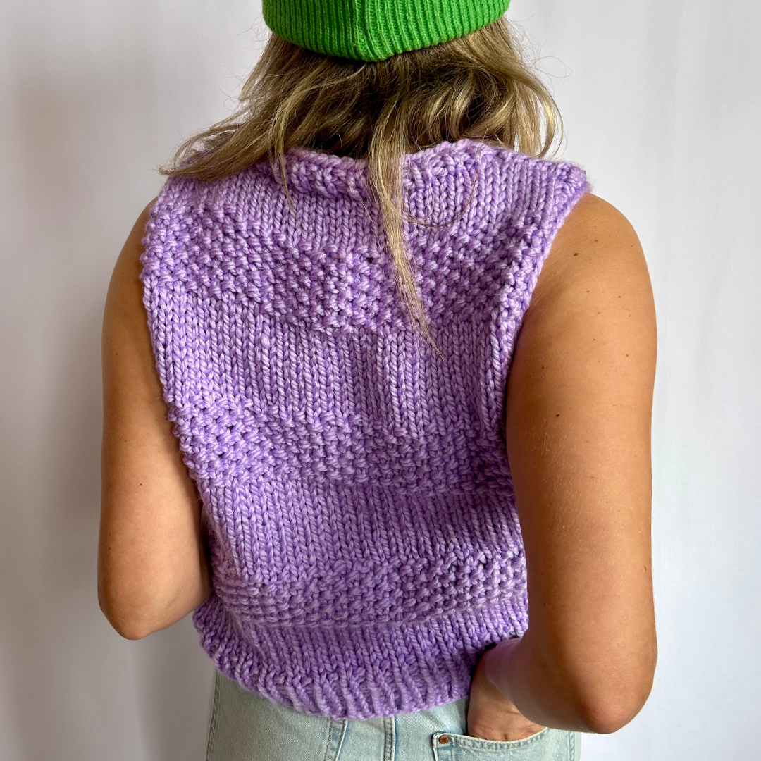 Merino criss cross sweater vest knit kit | merino wool knitting kit | confident beginner knitter | complete DIY knit kit