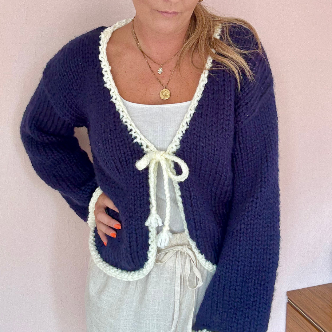 Katie Cardigan Knitting Pattern | confident beginner knit patten | digital download knitting pattern | chunky cardigan