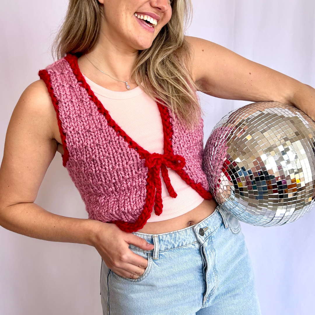 The Georgia Waistcoat - Chunky textured waistcoat digital knitting pattern