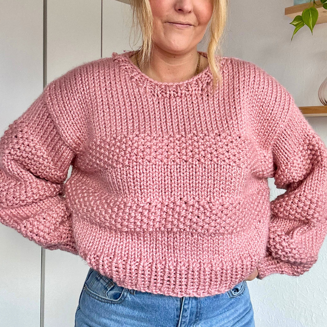 seed stitch chunky jumper knitting kit - confident beginner level