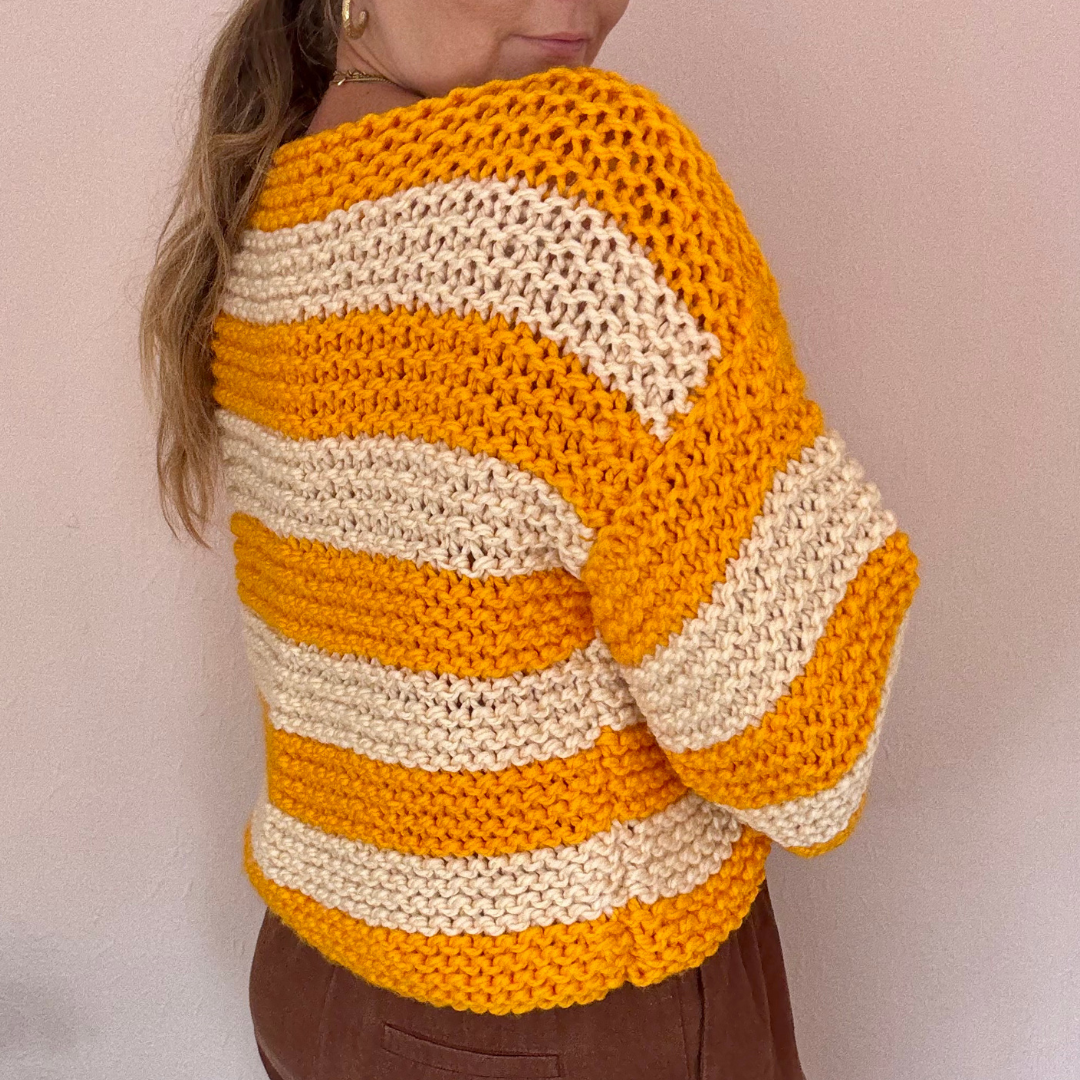 Stripe beginner jumper knitting pattern | digital knitting pattern | beginner friendly