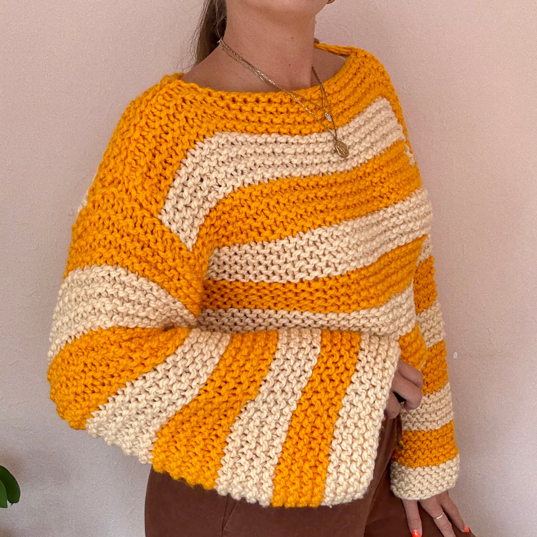 Stripe beginner jumper knitting pattern | digital knitting pattern | beginner friendly