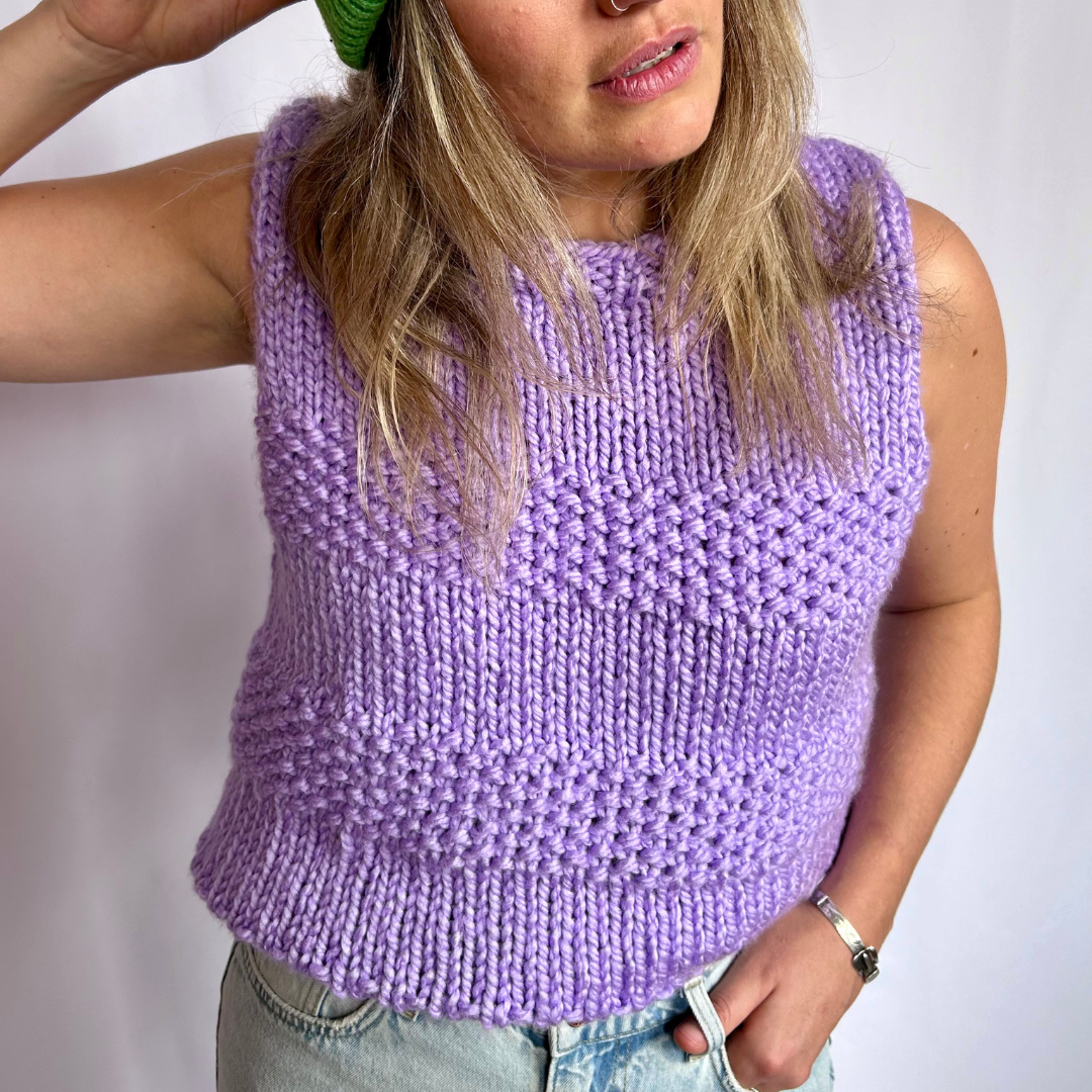 Criss Cross Vest Knitting Kit | confident beginner knitter | sweater vest knit kit