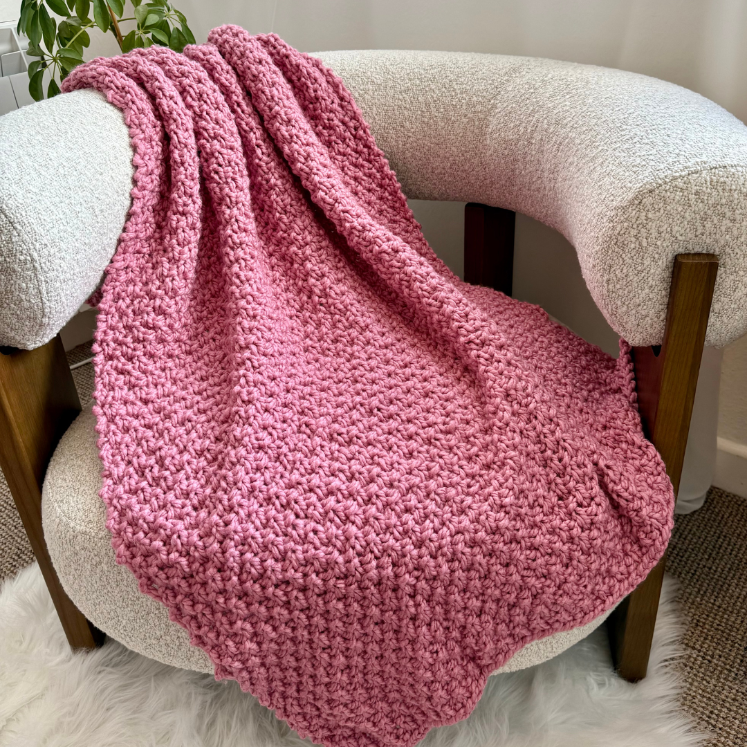 Irish moss Stitch Chunky Blanket knitting kit | beginner friendly knit kit | blanket knit kit | knitting starter kit