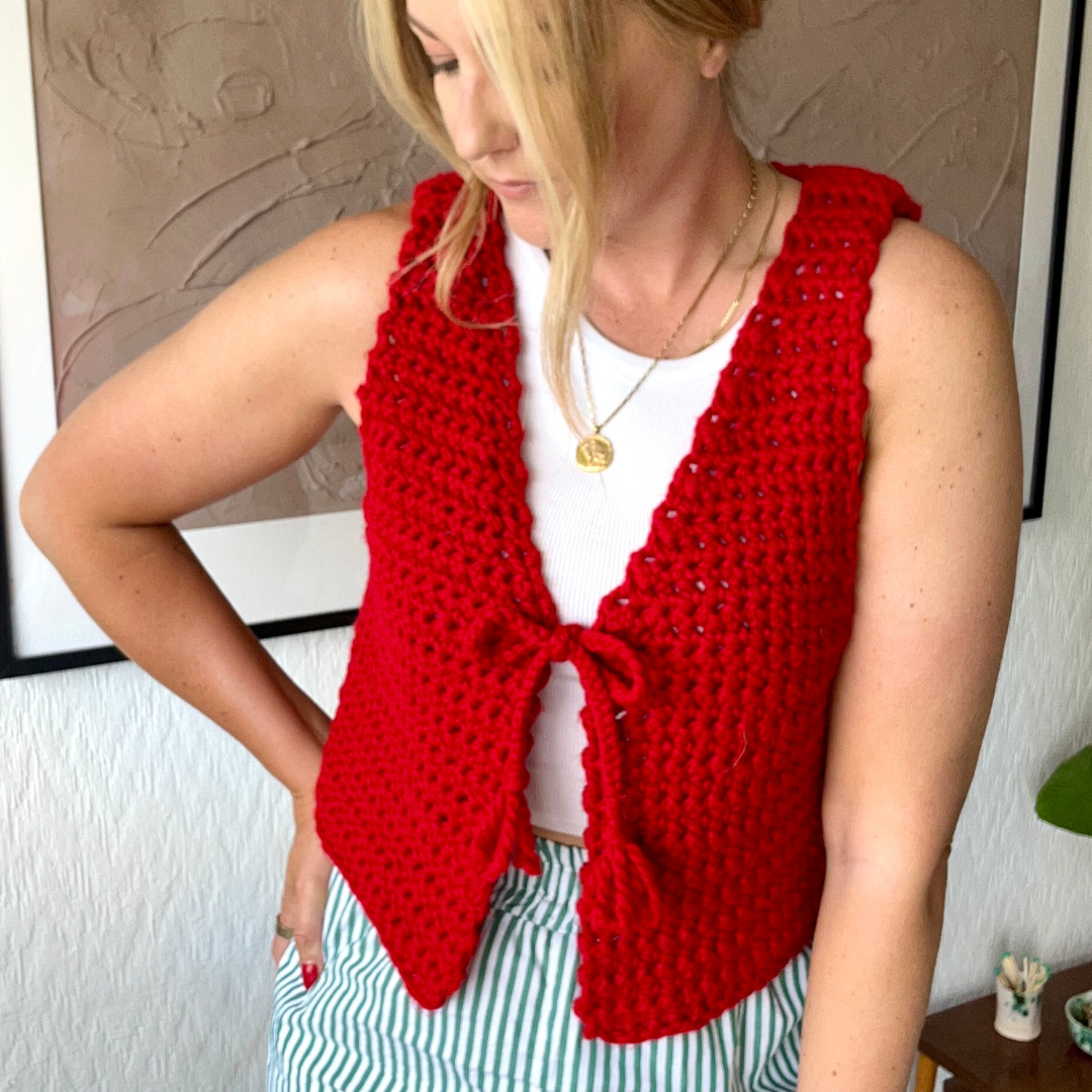 Tessa tie front crochet top pattern - beginner friendly digital crochet pattern