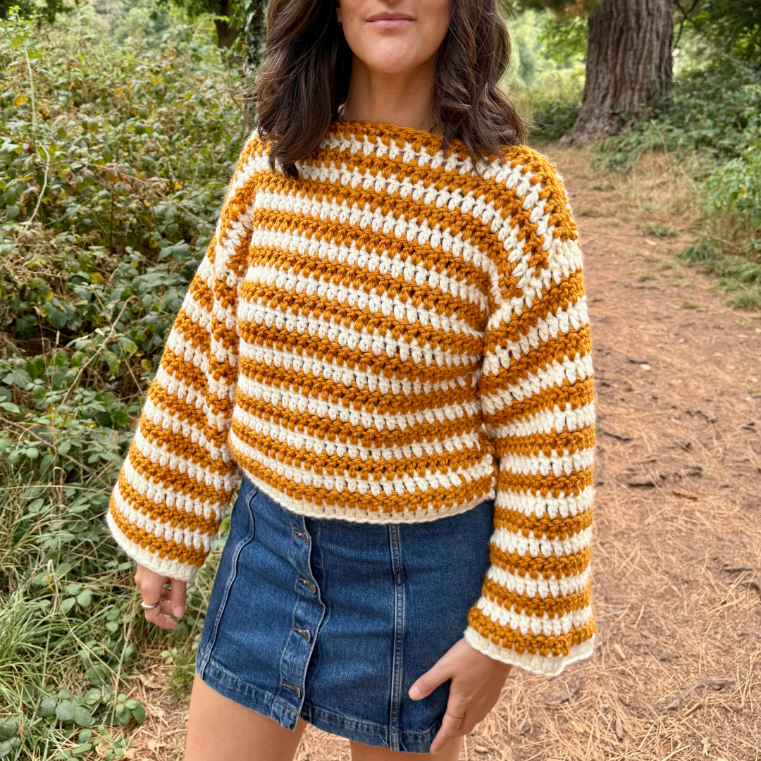 Stripe Laura jumper | beginner friendly crochet jumper | chunky stripe crochet sweater