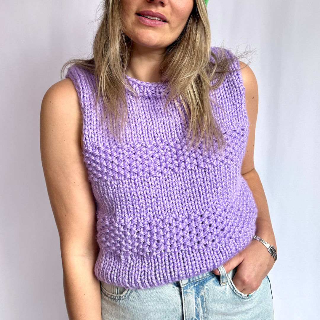 Criss Cross Vest Knitting Kit | confident beginner knitter | sweater vest knit kit