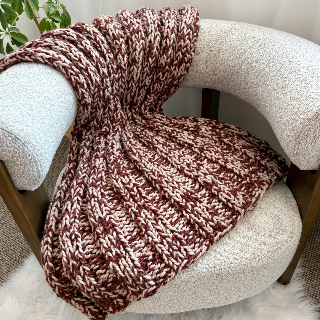 two tone chunky blanket knitting pattern | digital knitting pattern | beginner friendly