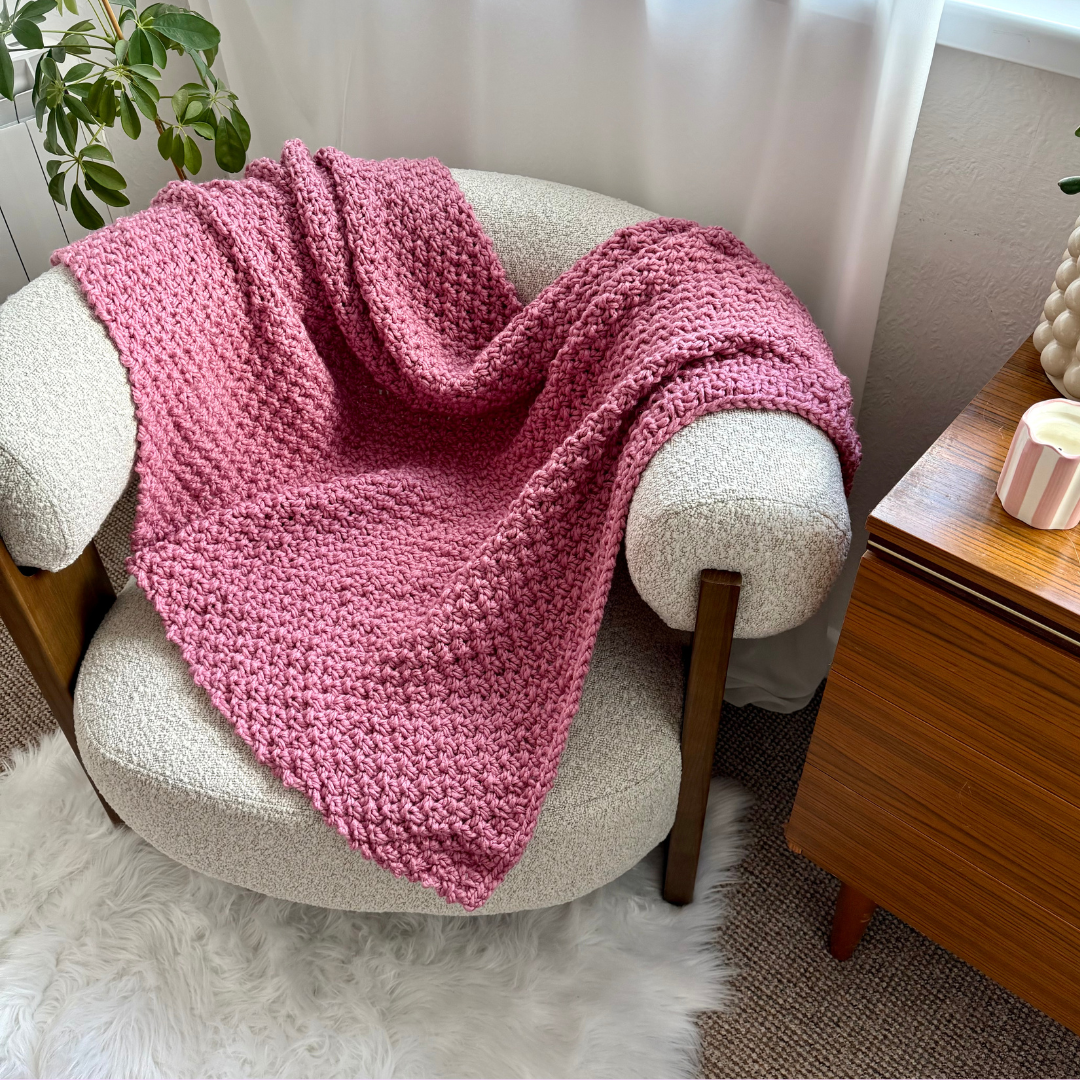 Irish Moss Stitch Blanket Knitting Pattern | Digital Knitting Pattern | Beginner friendly knit blanket