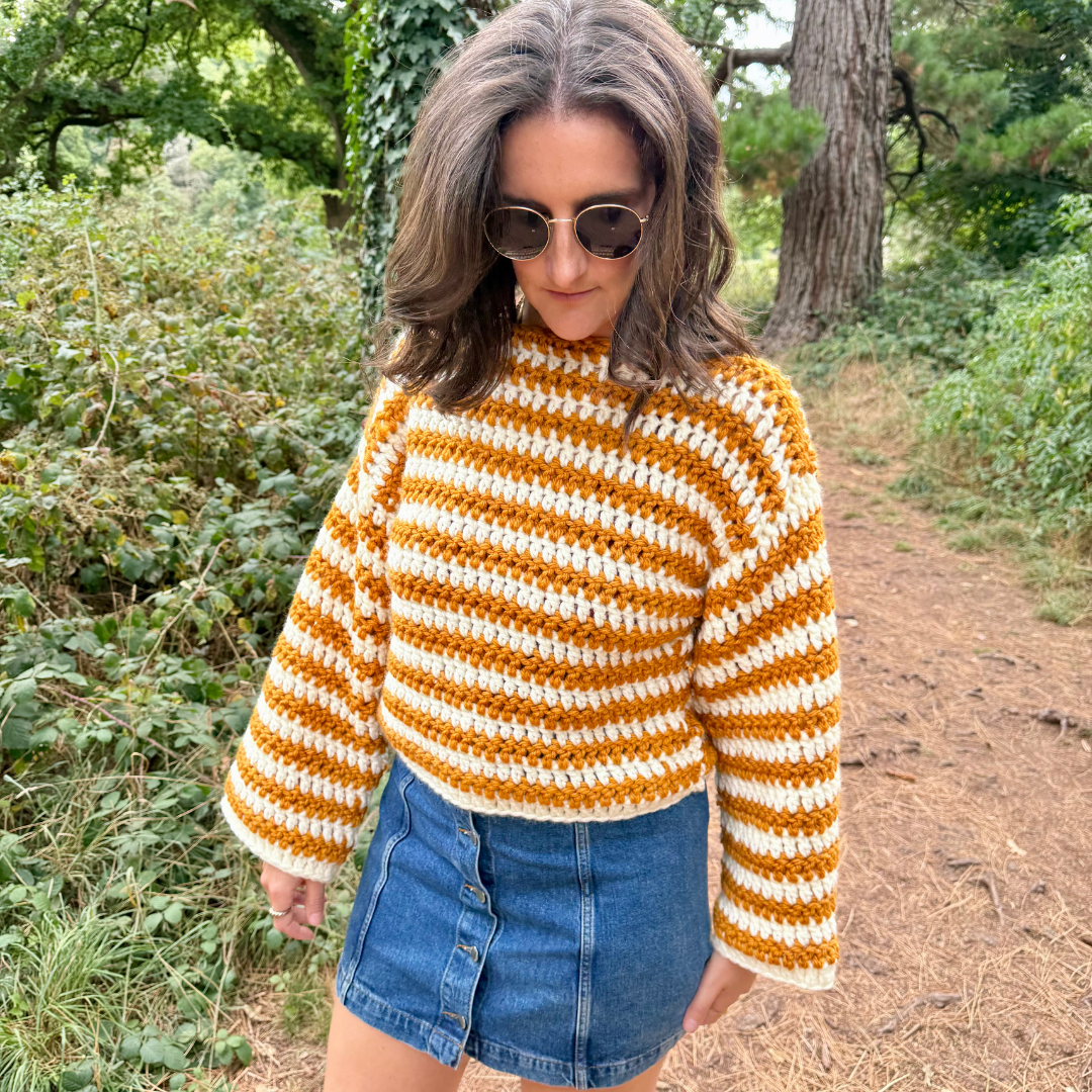 Stripe Laura jumper | beginner friendly crochet jumper | chunky stripe crochet sweater