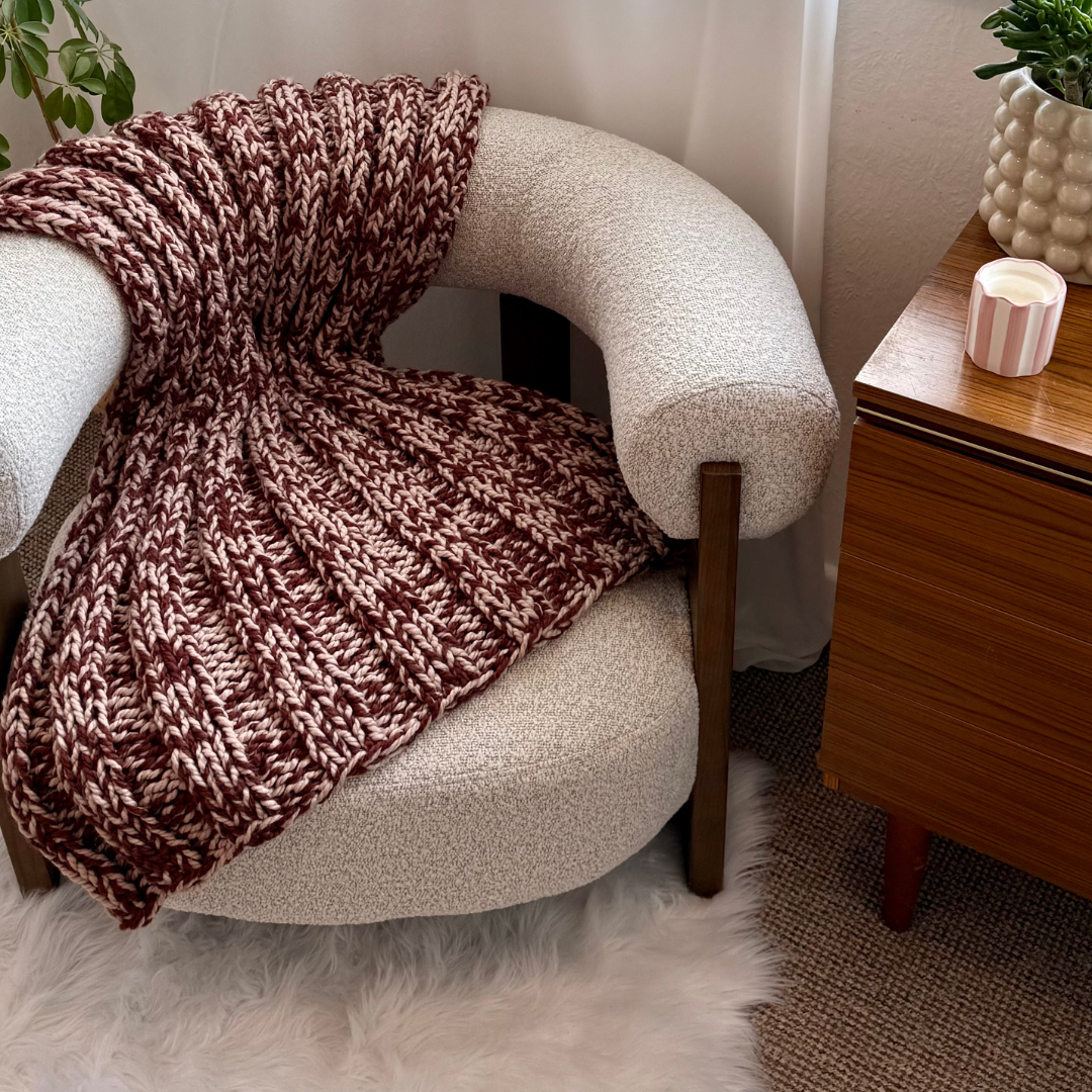 two tone chunky blanket knitting pattern | digital knitting pattern | beginner friendly