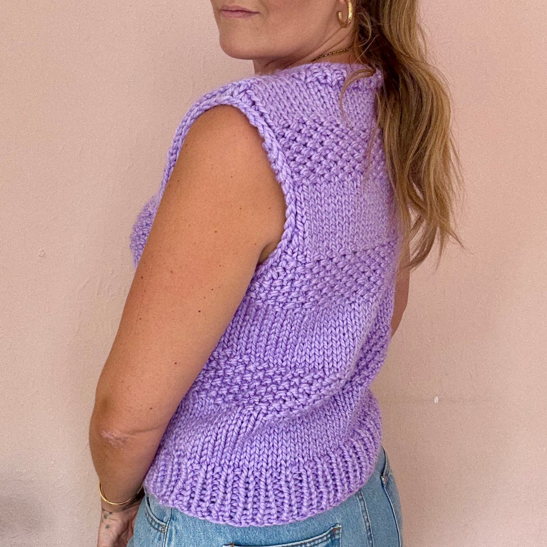 Criss Cross Vest Knitting Kit | confident beginner knitter | sweater vest knit kit
