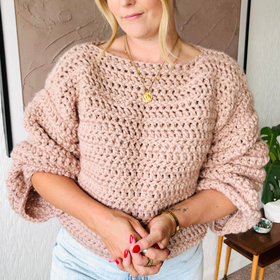 Laura chunky crochet jumper pattern - beginner friendly digital crochet pattern