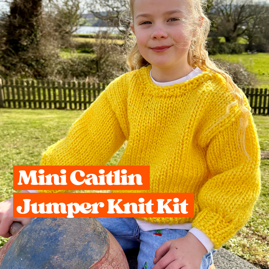 Mini Chunky jumper knit kit | child's jumper knitting kit | Childs sweater knit kit | easy jumper knitting kit