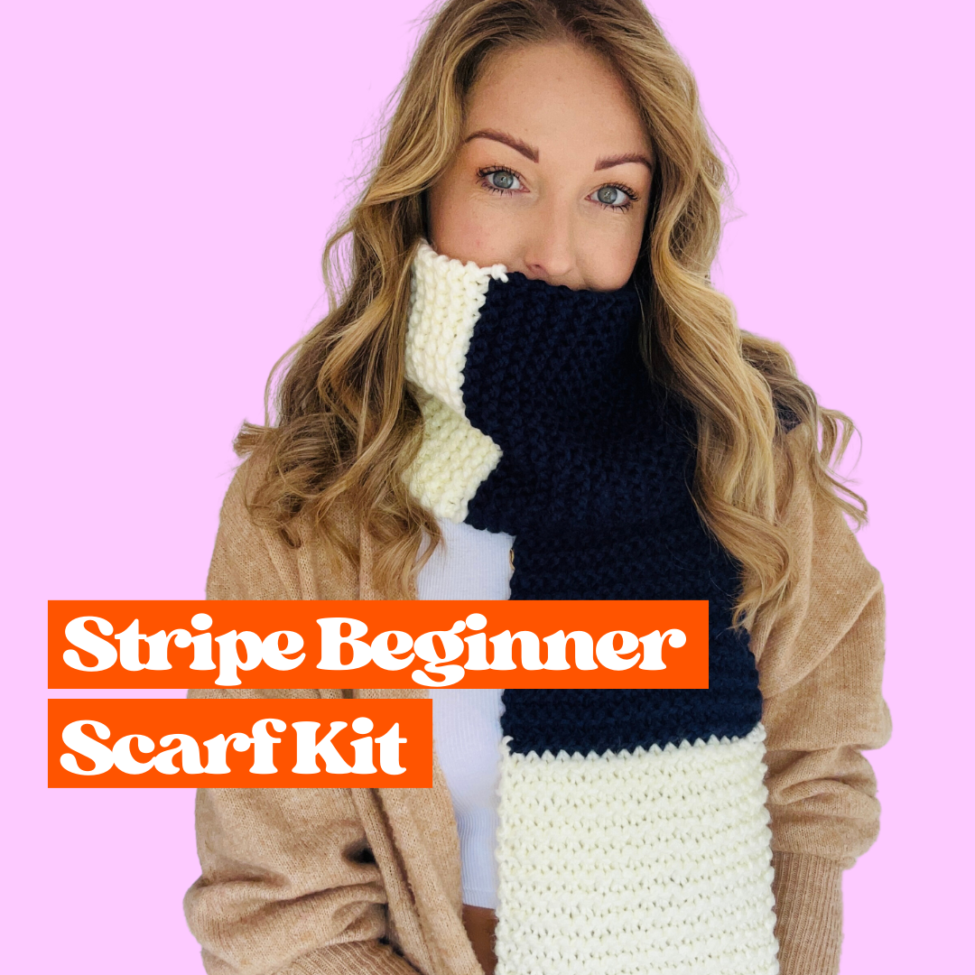 Beginner stripe scarf knit kit