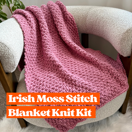 Irish moss Stitch Chunky Blanket knitting kit | beginner friendly knit kit | blanket knit kit | knitting starter kit