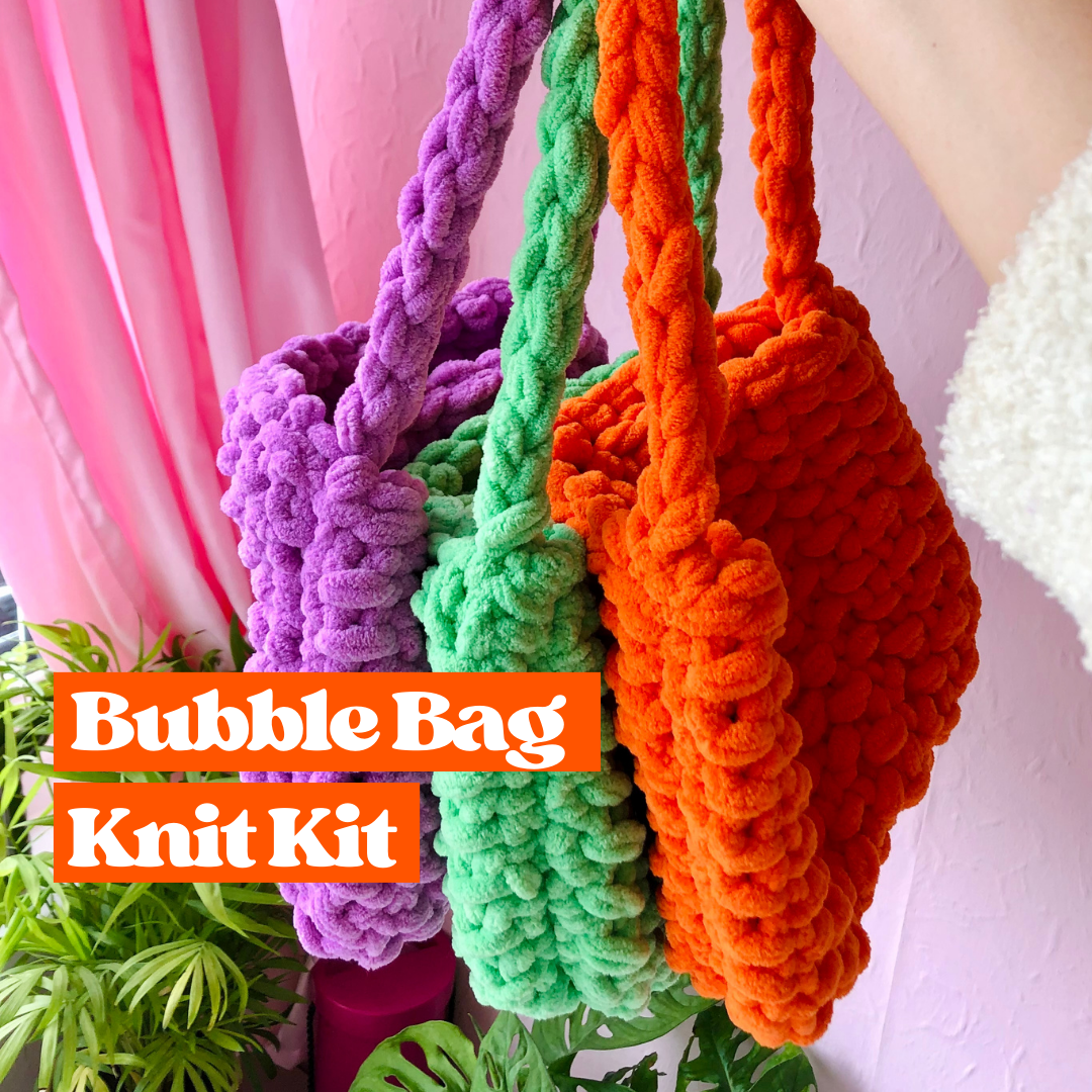 Y2K chenille bag knitting kit - beginner friendly