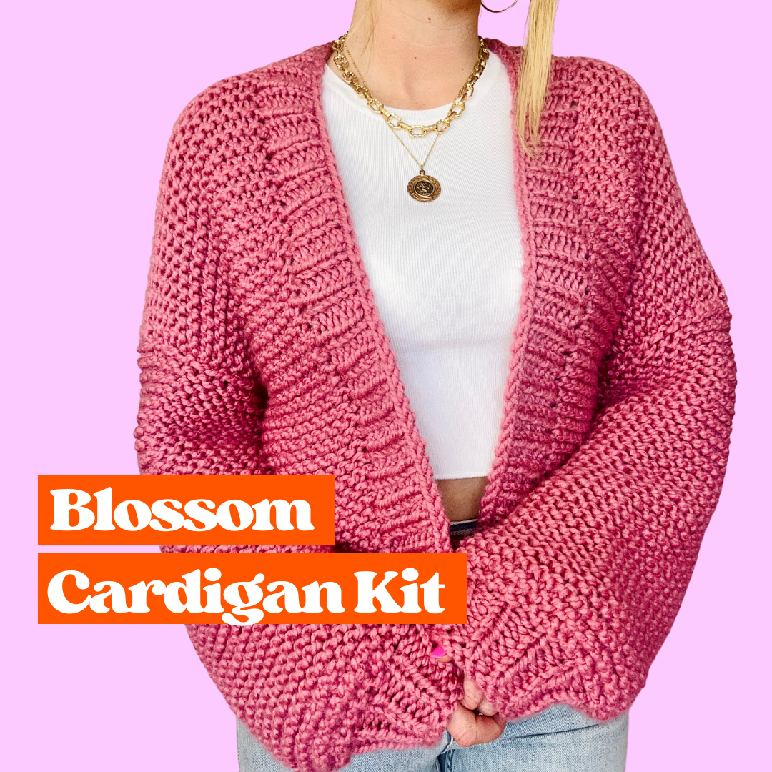 beginner friendly cardigan knit kit