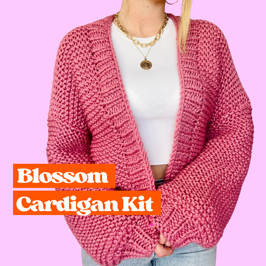 beginner friendly cardigan knit kit | chunky cardigan knitting kit | easy cardigan kit