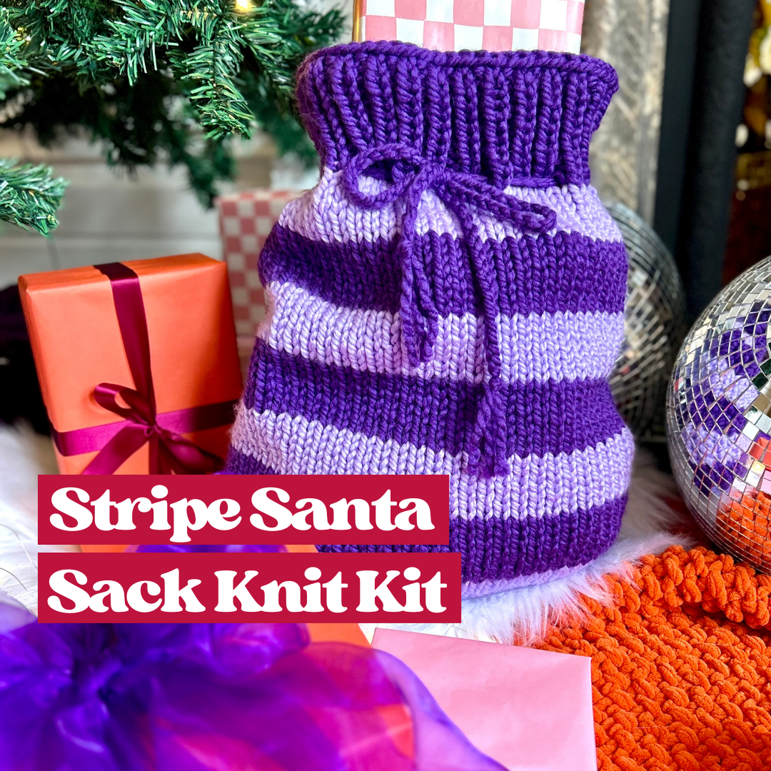 stripe santa sack knit kit