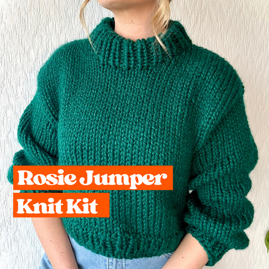 chunky jumper knitting kit | cropped length jumper | super chunky knit kit | beginner friendly