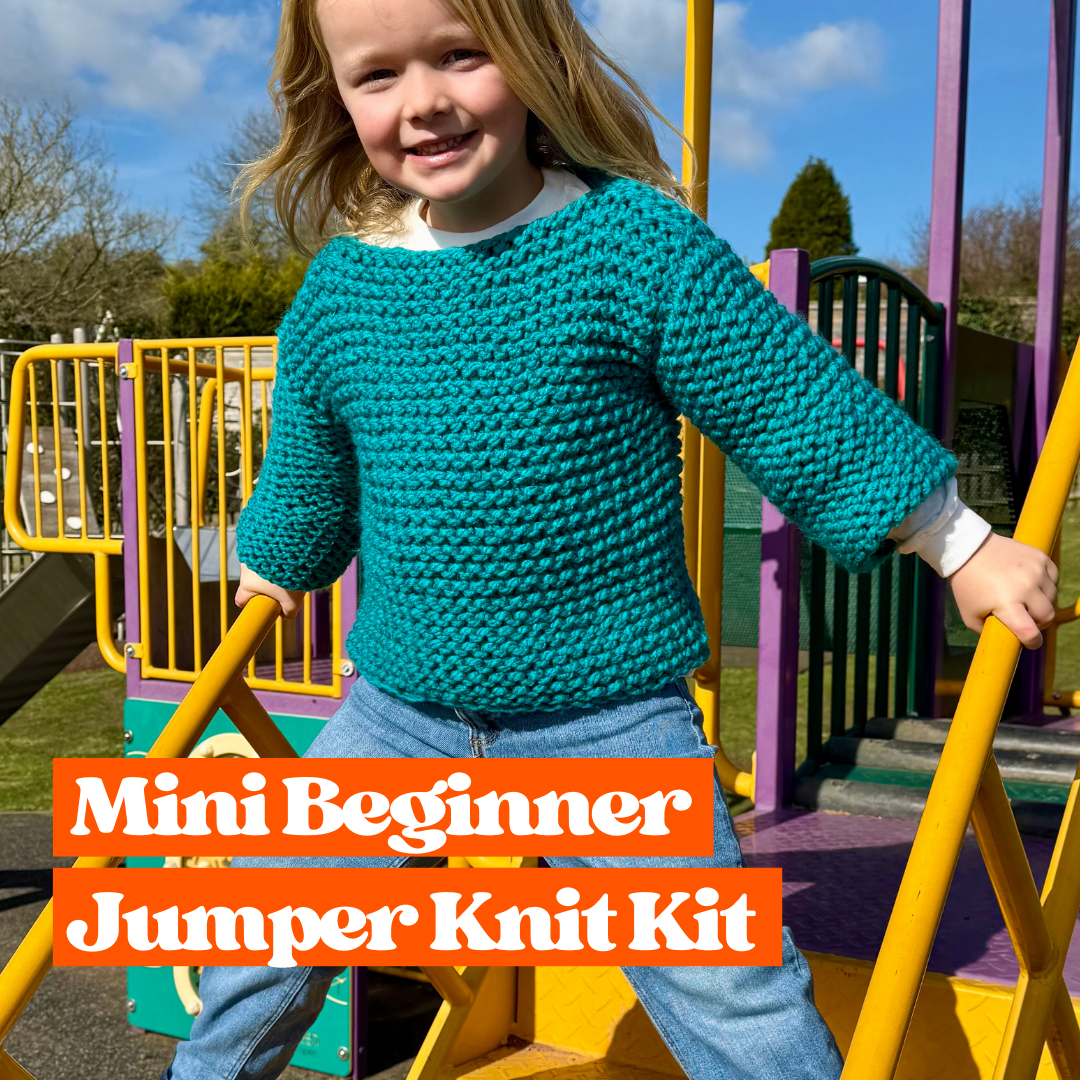 mini beginner jumper knit kit | kids knitting kit | easy knit | kids clothing knitting kit
