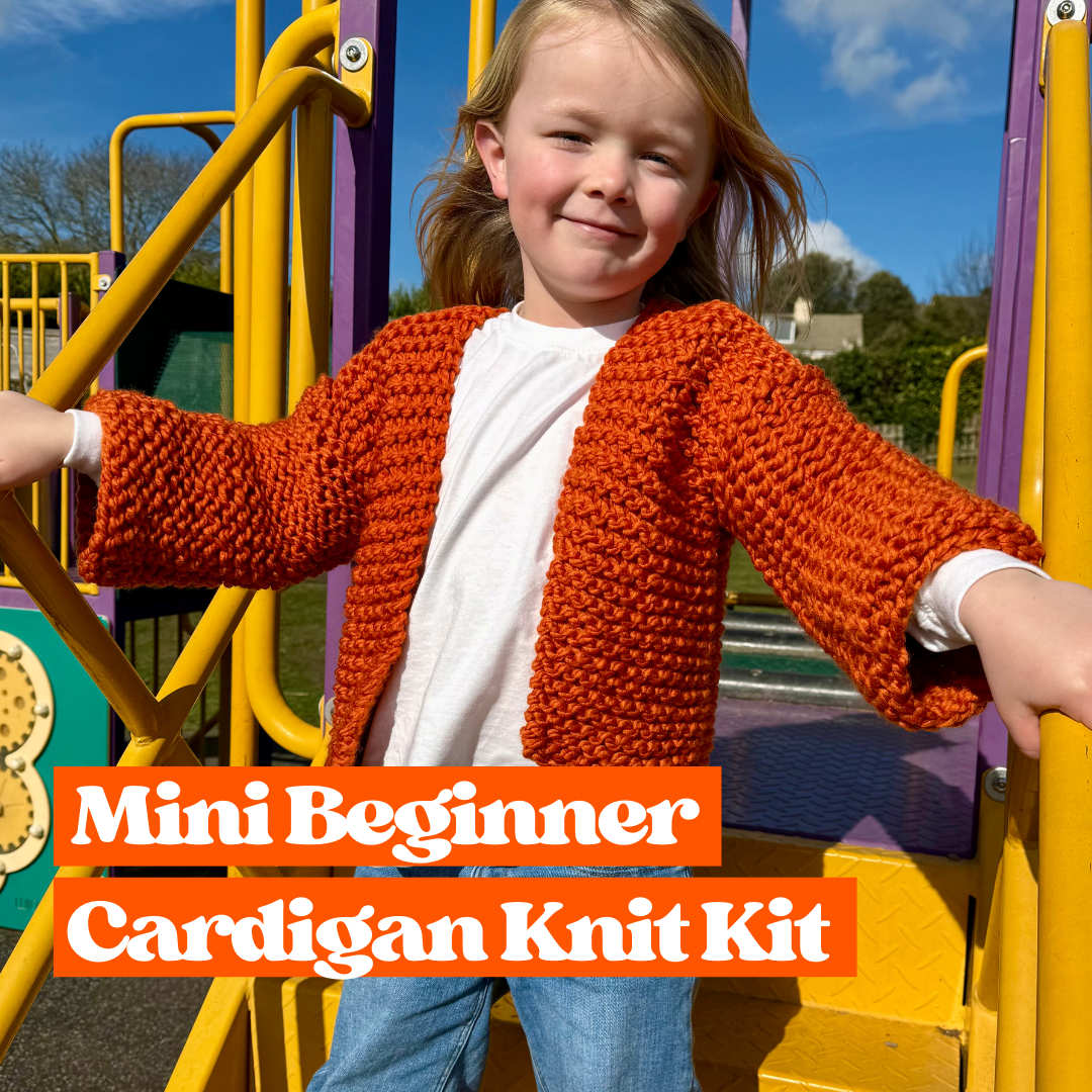 Mini beginner cardigan knit kit | child's cardigan knitting kit | easy cardigan kit | toddler cardigan knitting