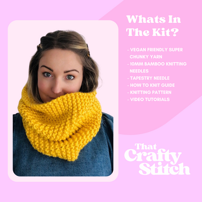 beginner friendly snood knit kit