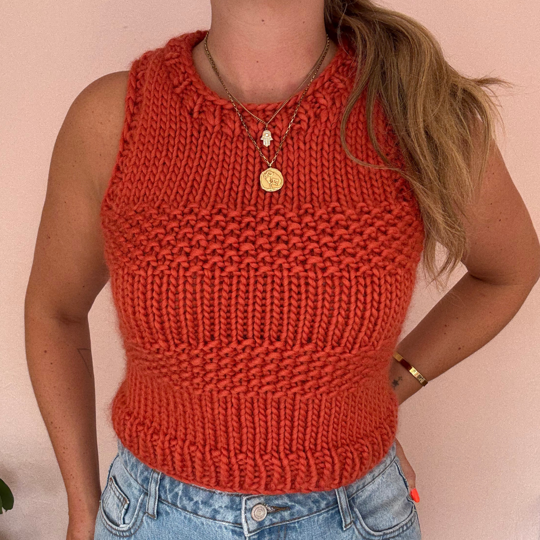 Merino criss cross sweater vest knit kit | merino wool knitting kit | confident beginner knitter | complete DIY knit kit